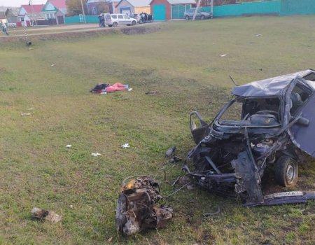 В Башкортостане ВАЗ-2110 снес дорожный знак и опрокинулся: пассажир погиб, водитель в больнице