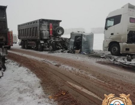 В Башкирии при столкновении двух грузовиков погиб водитель