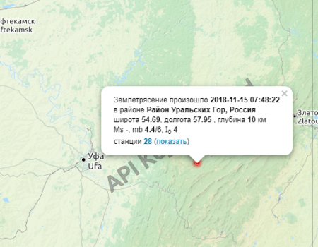 На границе Башкортостана и Челябинской области снова зафиксировано землетрясение