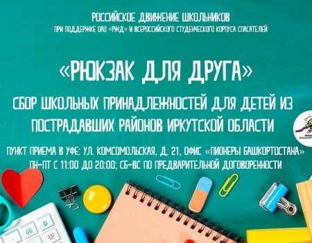 В Башкортостане собирают «Рюкзак для друга» детям, пострадавшим от наводнения в Тулуне