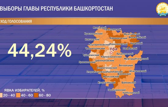 По состоянию на 18:00 явка на выборы Главы Башкортостана составила 44,24%