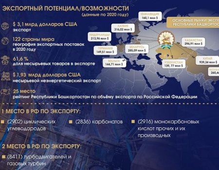 Башкортостан стал лидером по экспорту химической продукции в 2020 году