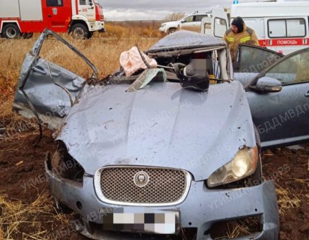 Автомобиль «Ягуар» в Башкортостане опрокинулся в кювет — один человек скончался