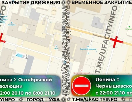 В Уфе на две ночи закроют движение на участках улицы Ленина