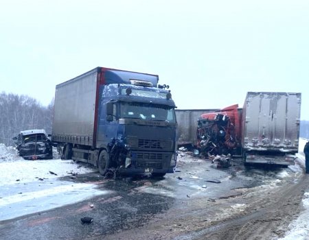 В Башкирии в массовом ДТП с участием грузовиков пострадали два водителя