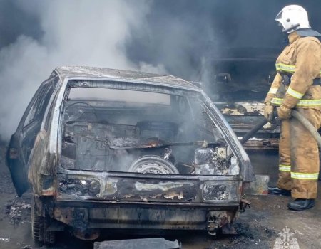 В Уфе во время пожара сгорели три автомобиля