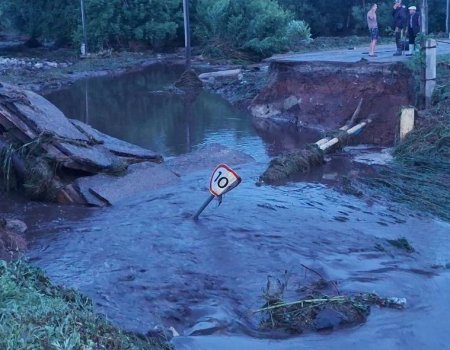 В Башкирии река снесла мост и затопила село